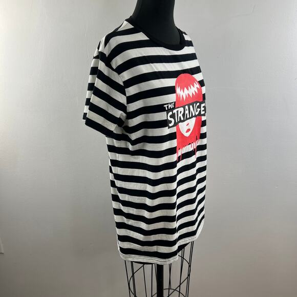 Dolls Kill x Emily the Strange Tee Black White Stripe Cotton Blend Short Sleeve - Picture 5 of 8